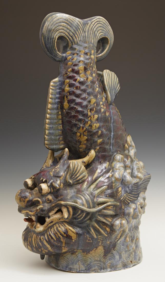 Chinese Glazed Earthenware Fish Figure, early 20th c., (1 of 1)
