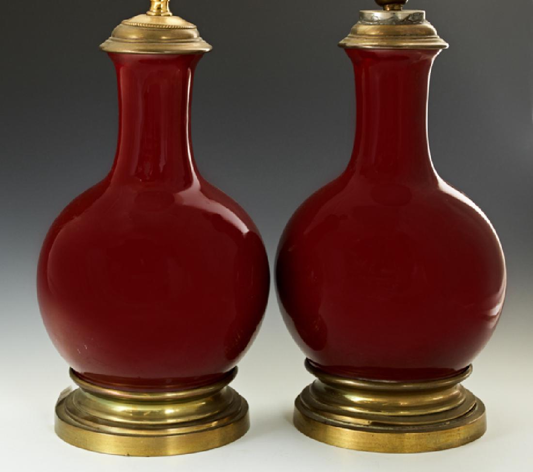 Pair of French Sangre de Boeuf Porcelain Lamps, 20th (1 of 1)