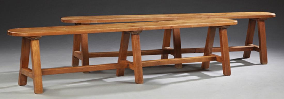 Pair of French Provincial Carved Cherry Benches, early (1 of 1)