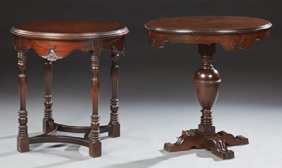 Pair of French Carved Mahogany Circular Lamp Tables, (1 of 1)