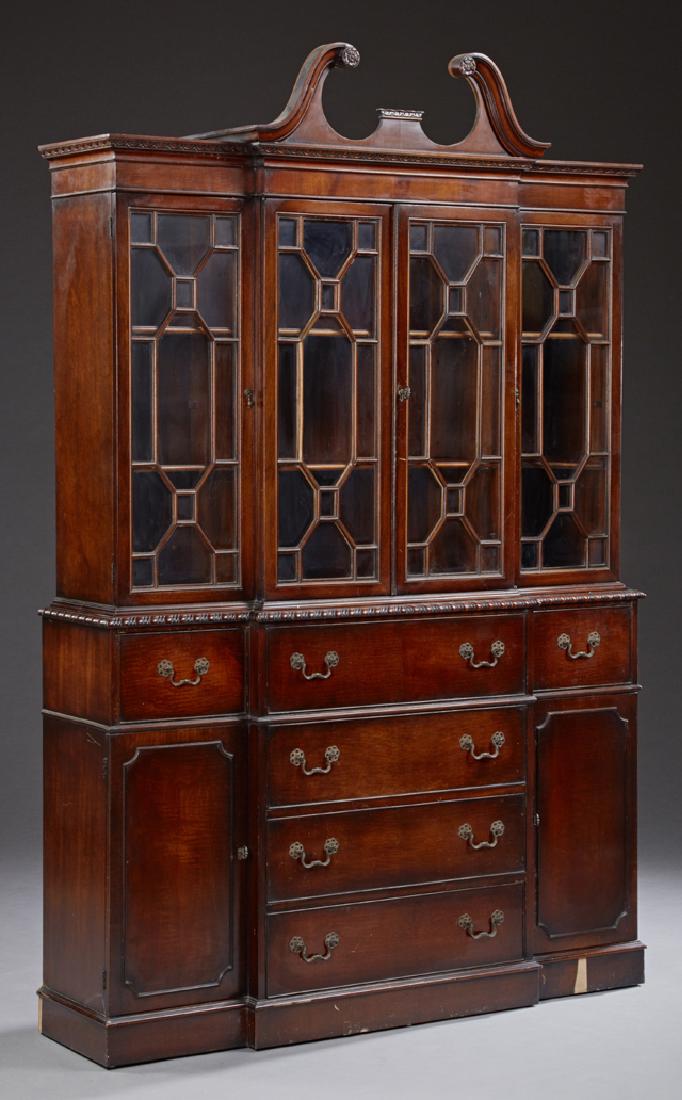 American Georgian Style Carved Mahogany Breakfront (1 of 2)