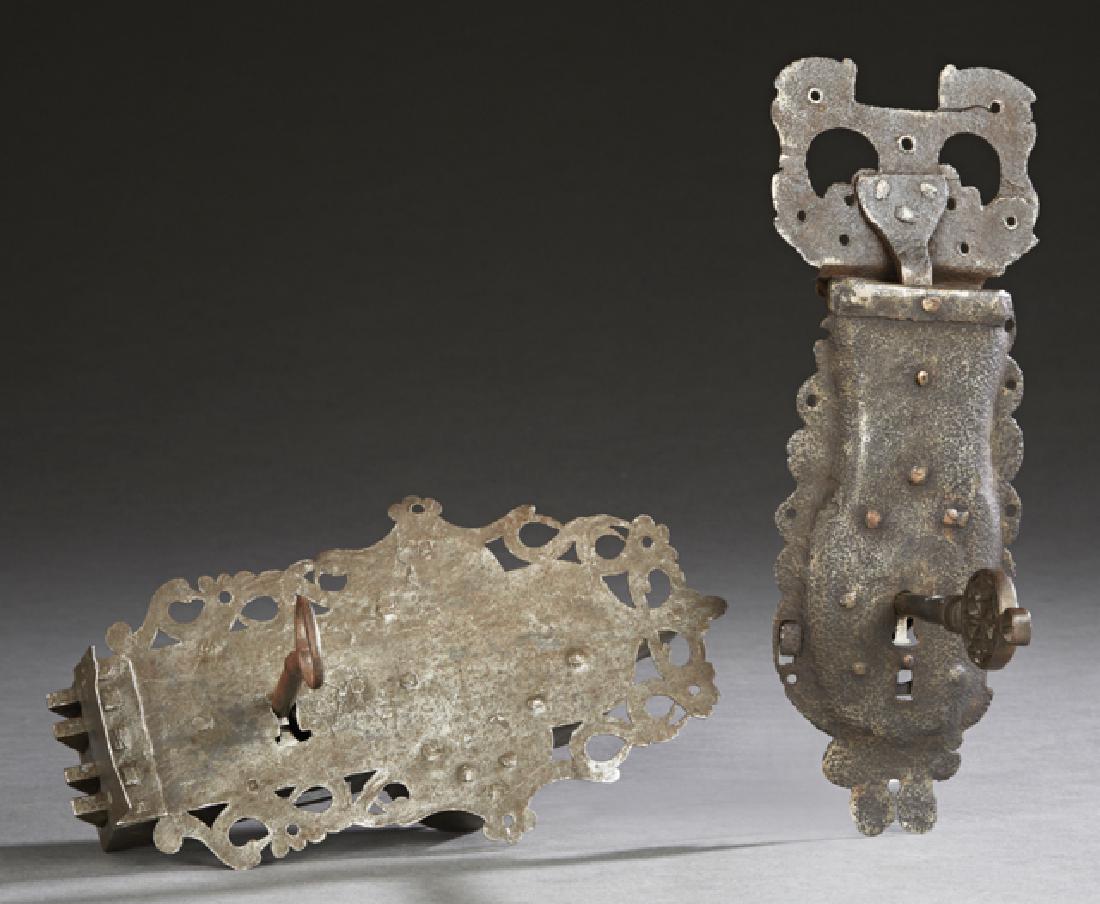 Rare French Wrought Iron Coffer Lock, 18th c., with (1 of 3)