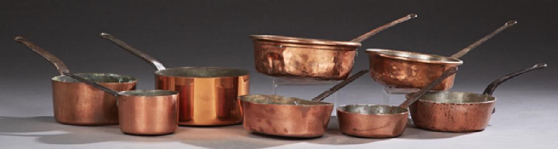 Group of Eight French Copper Sauce Pans, 19th c., with (1 of 1)