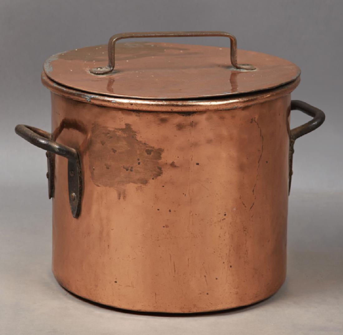 Large French Covered Copper Kettle, 19th c., with iron (1 of 1)