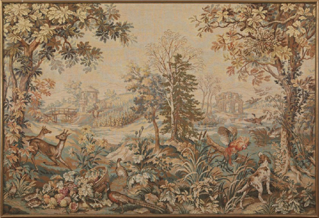 French Tapestry, 20th c., depicting deer and pheasants (1 of 1)