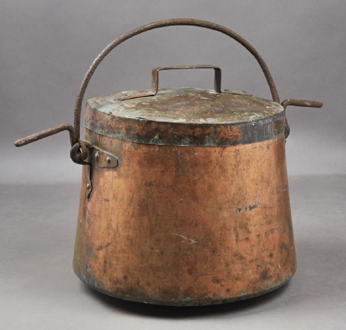 Large French Copper Covered Kettle, 19th c., with (1 of 1)