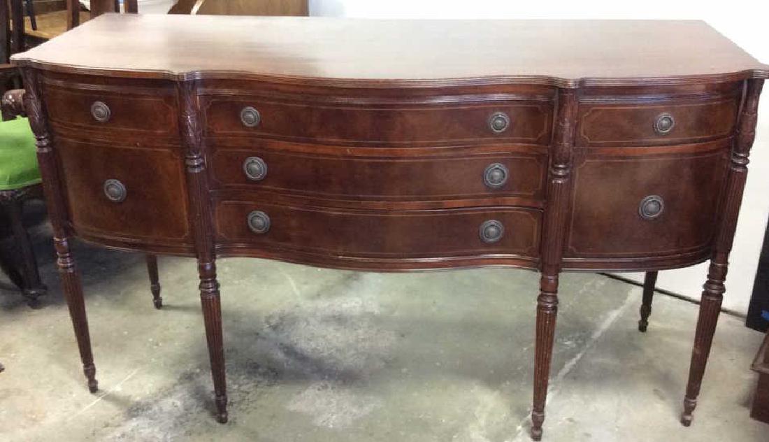 Vintage Serpentine Sheraton Style Buffet Flame Mahogany (1 of 10)