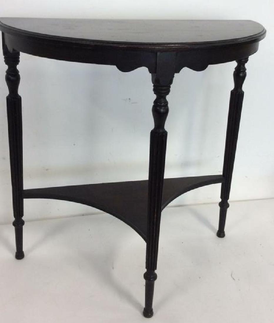 Ebonized Wood Demilune Table Vintage Fluted legs , top (1 of 5)
