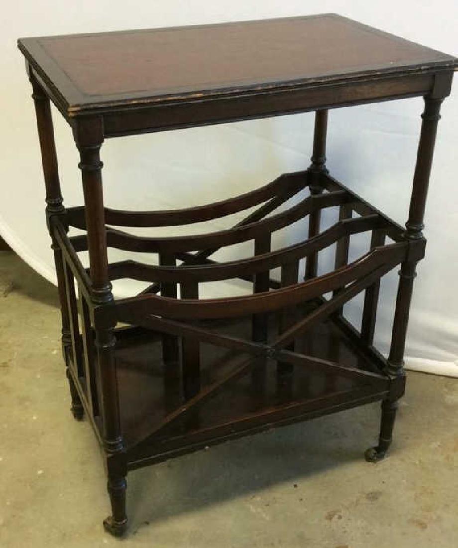 Antique Leather Mahogany Canterbury Table End table (1 of 6)