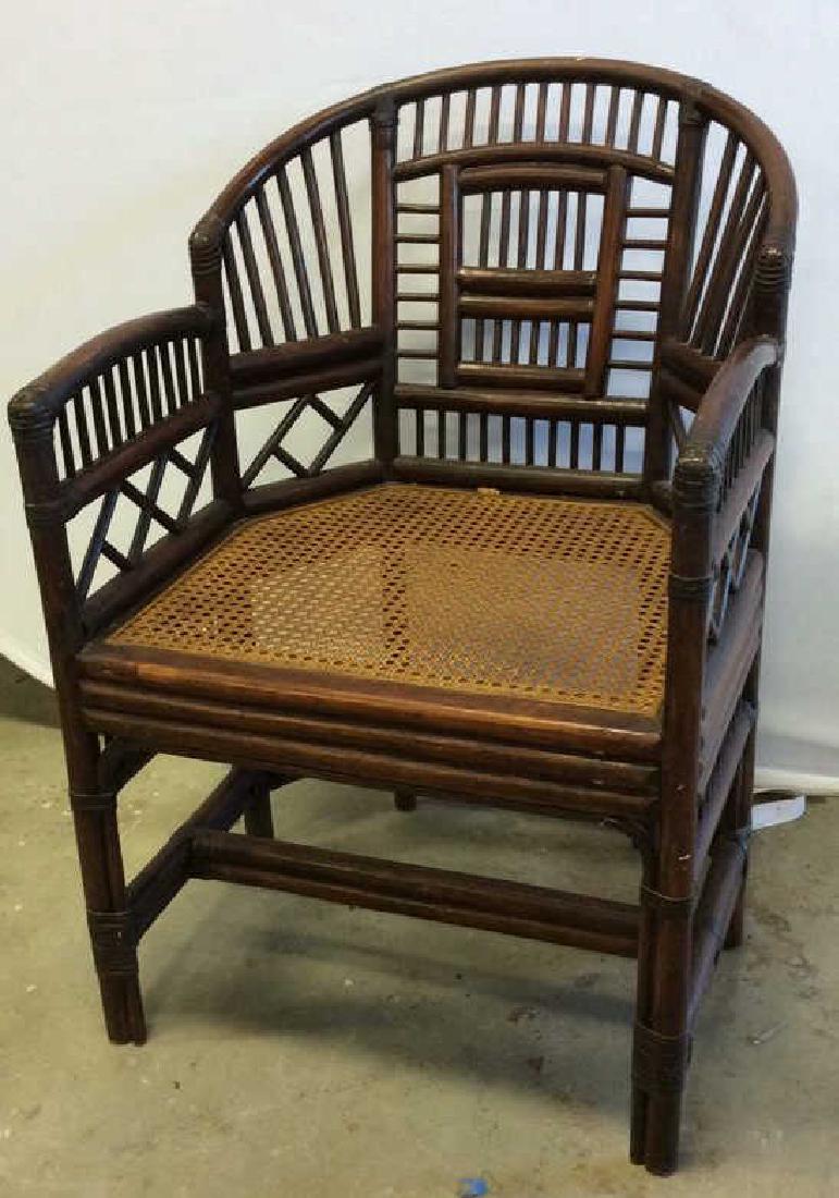 Vintage Bamboo Caned Arm Chair Vintage chocolate brown (1 of 9)