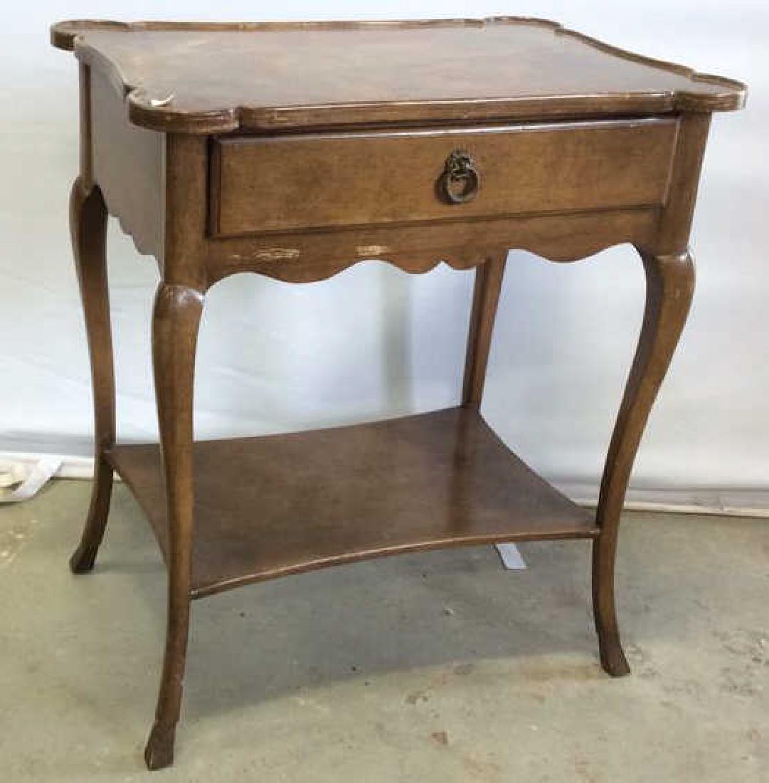 Vintage Scalloped End Table single Drawer Vintage (1 of 9)