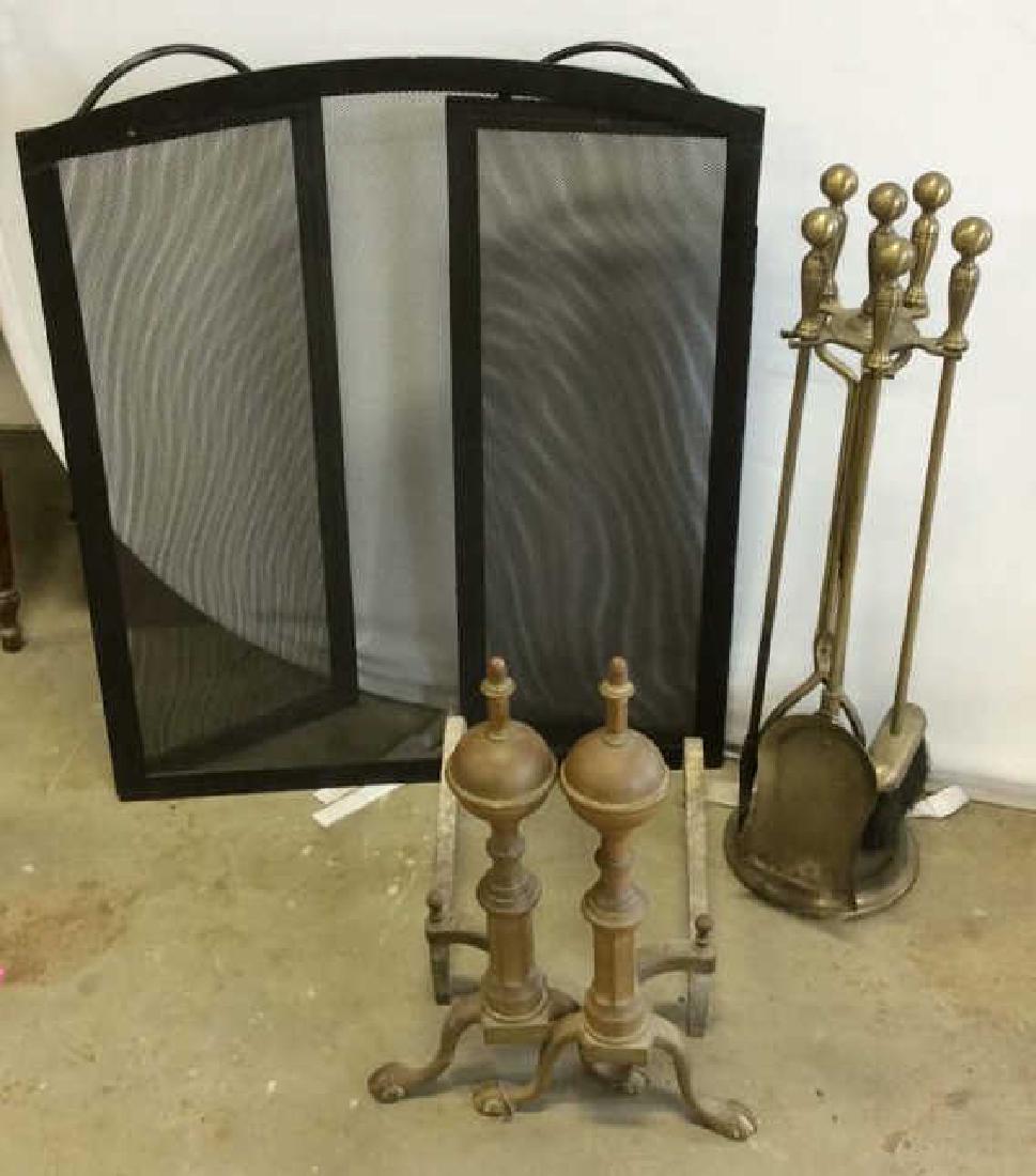 Fireplace Tools Andirons and Trifold screen Fire place (1 of 8)