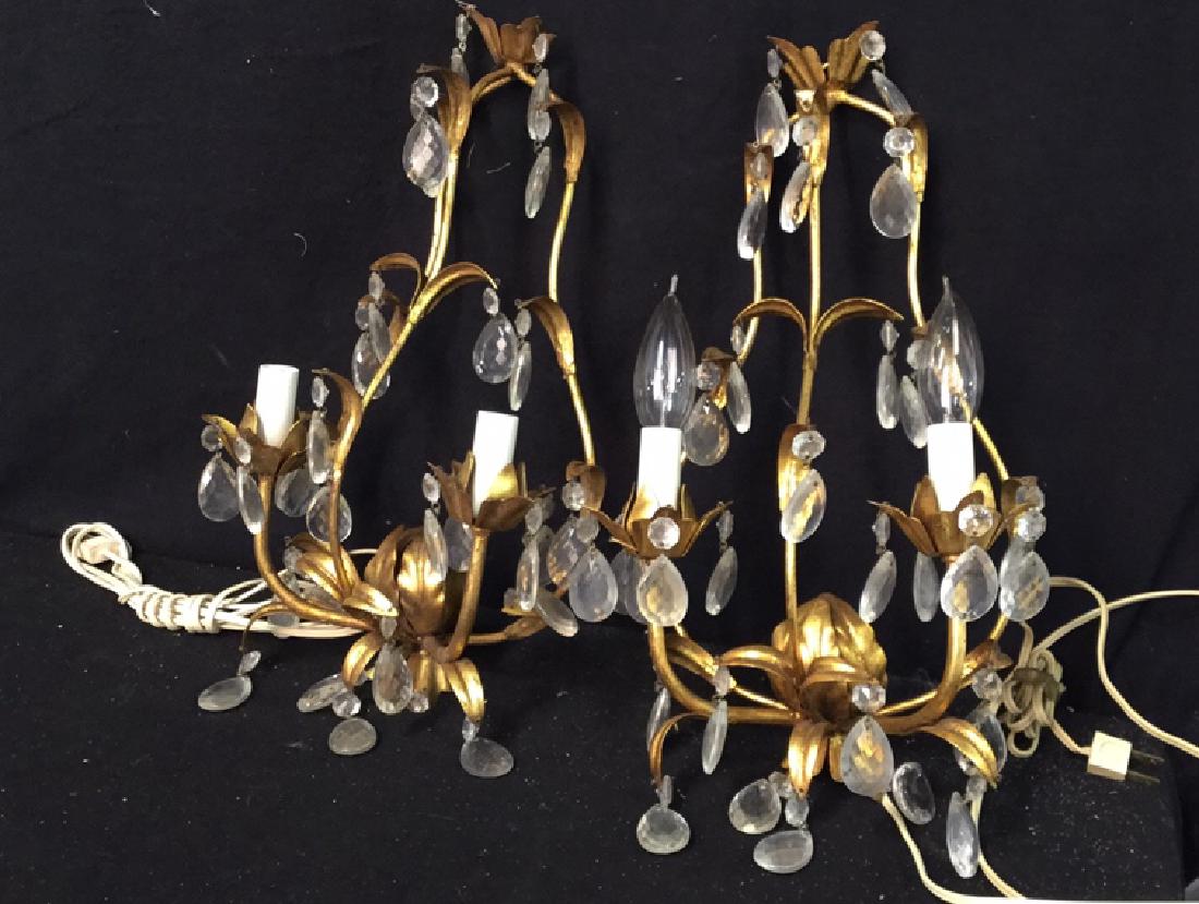 Vintage Gold Leaf Wall Iron Sconces Pair of vintage (1 of 9)