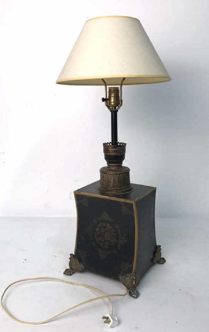 Vintage Table Lamp Gold Paint On Black UNDERWRITERS (1 of 8)