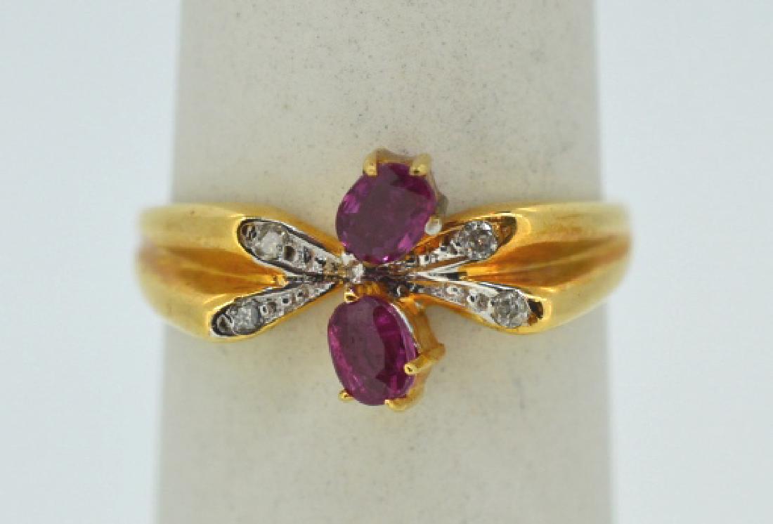 18K Yellow Gold Ruby & Diamond Butterfly Ring 18k (1 of 4)