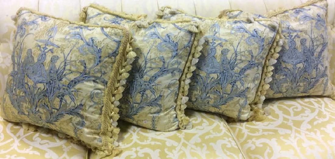 Set 4 Blue Yellow Toile Down Pillows Custom made Down (1 of 10)