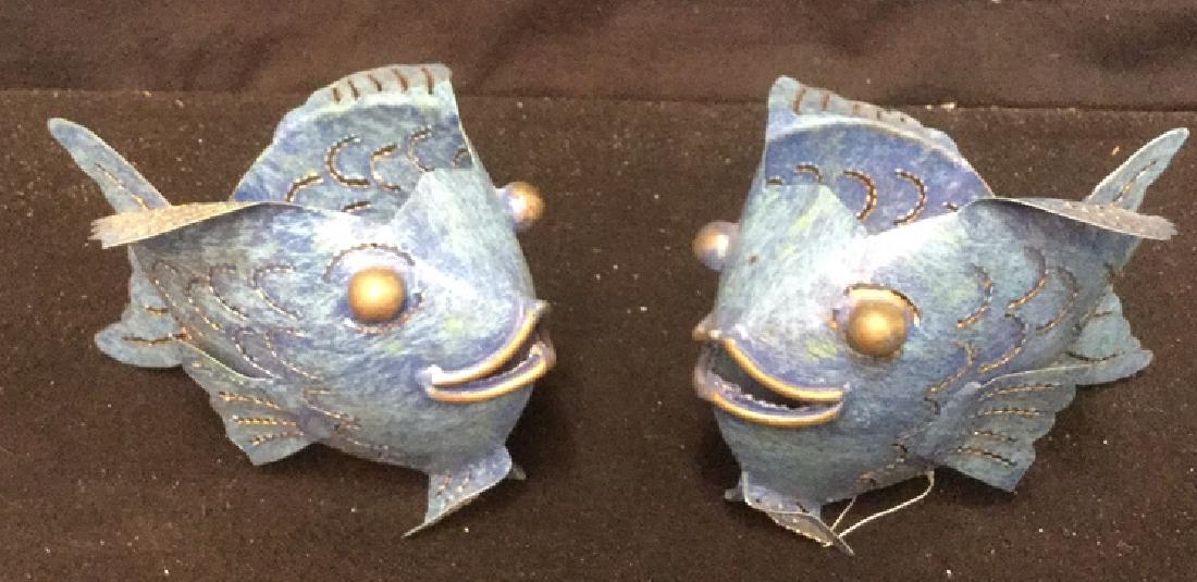 Pair of Metal Bubble Fish Candle Holders Pair of denim (1 of 7)