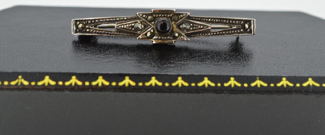 Vintage Art Deco Marcasite & Black Onyx , Sterling .925: .925 Sterling Silver, 1 3/4", 3.1 dwt