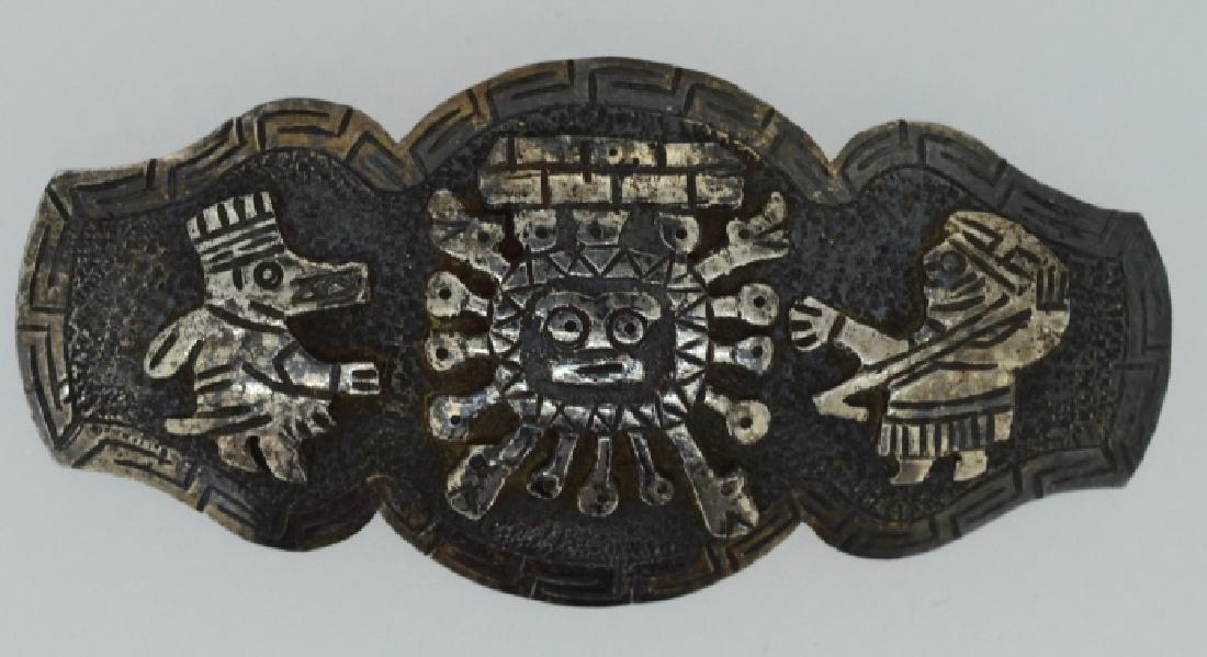 Vintage Aztec Brooch Pin stamped 900, approx 3" , (1 of 2)