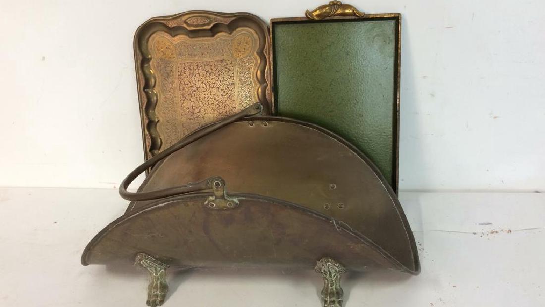 Vintage Brass Trays And Log Holder Footed brass (1 of 9)