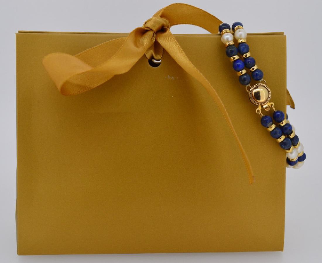 Lapis, Pearl Bracelet with Gold 7", 5 1/2-8 1/2"MM (1 of 2)