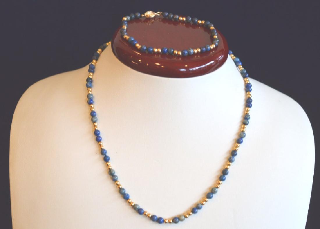 Sodalite Necklace and Bracelet Set 15 1/2" Sodalite: 15 1/2" Sodalite Beads with 14k Gold Spacers Beads, Clasp and Matching Bracelet