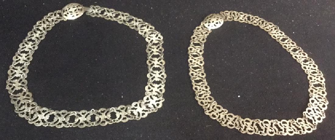 2 Vintage Open Work Silver Link Belts Two vintage (1 of 8)