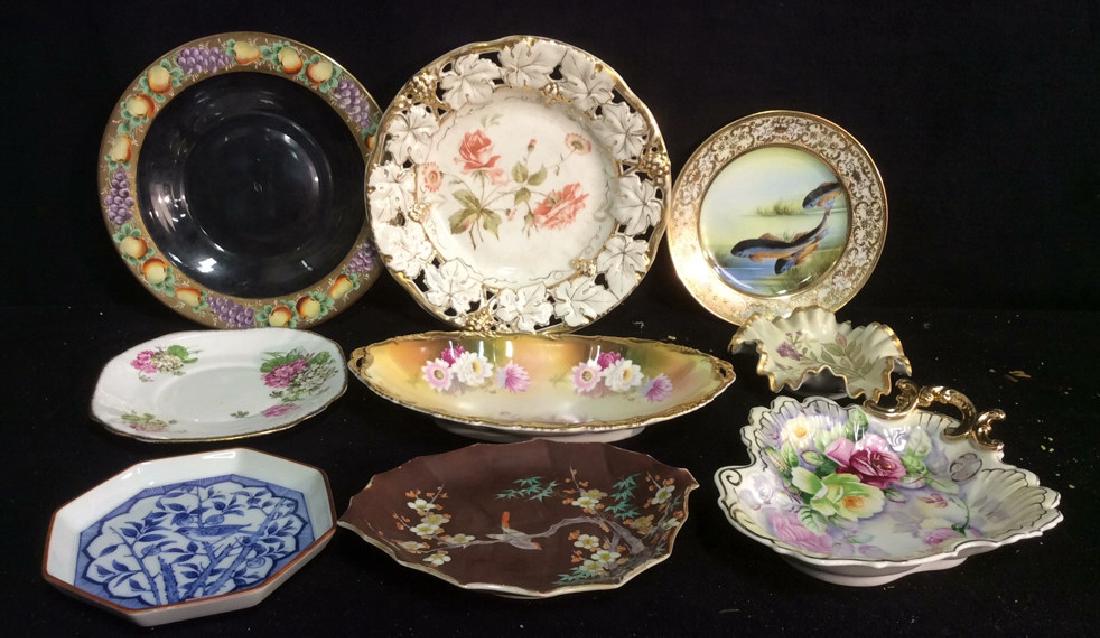 Group Antique Signed Marked Porcelain Plates (1 of 10)