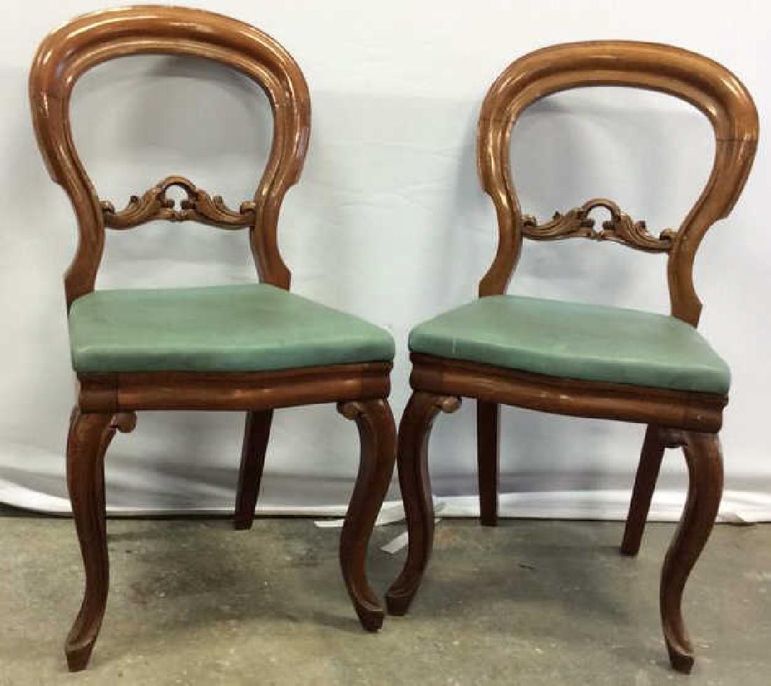 Pair carved Walnut Balloon Back Chairs Carved side (1 of 6)