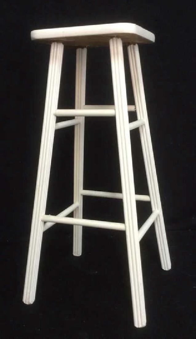 Vintage Primitive Tall Painted Wood Stool White painted (1 of 2)