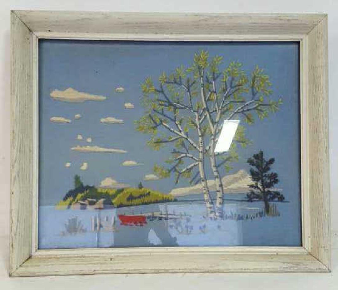 Framed Needlepoint of River Scene Framed Needlepoint of (1 of 5)