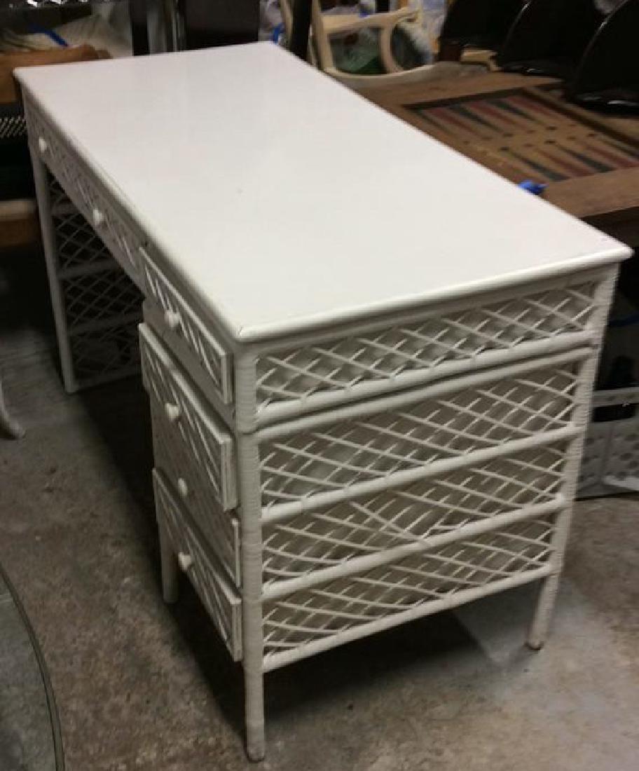White Wood and Wicker Desk White Wood and Wicker desk, (1 of 9)