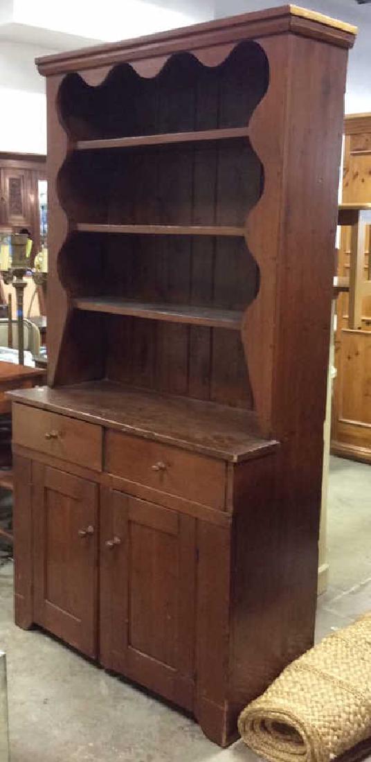 Antique Country Wood Hutch Scalloped Open Shelving with (1 of 10)