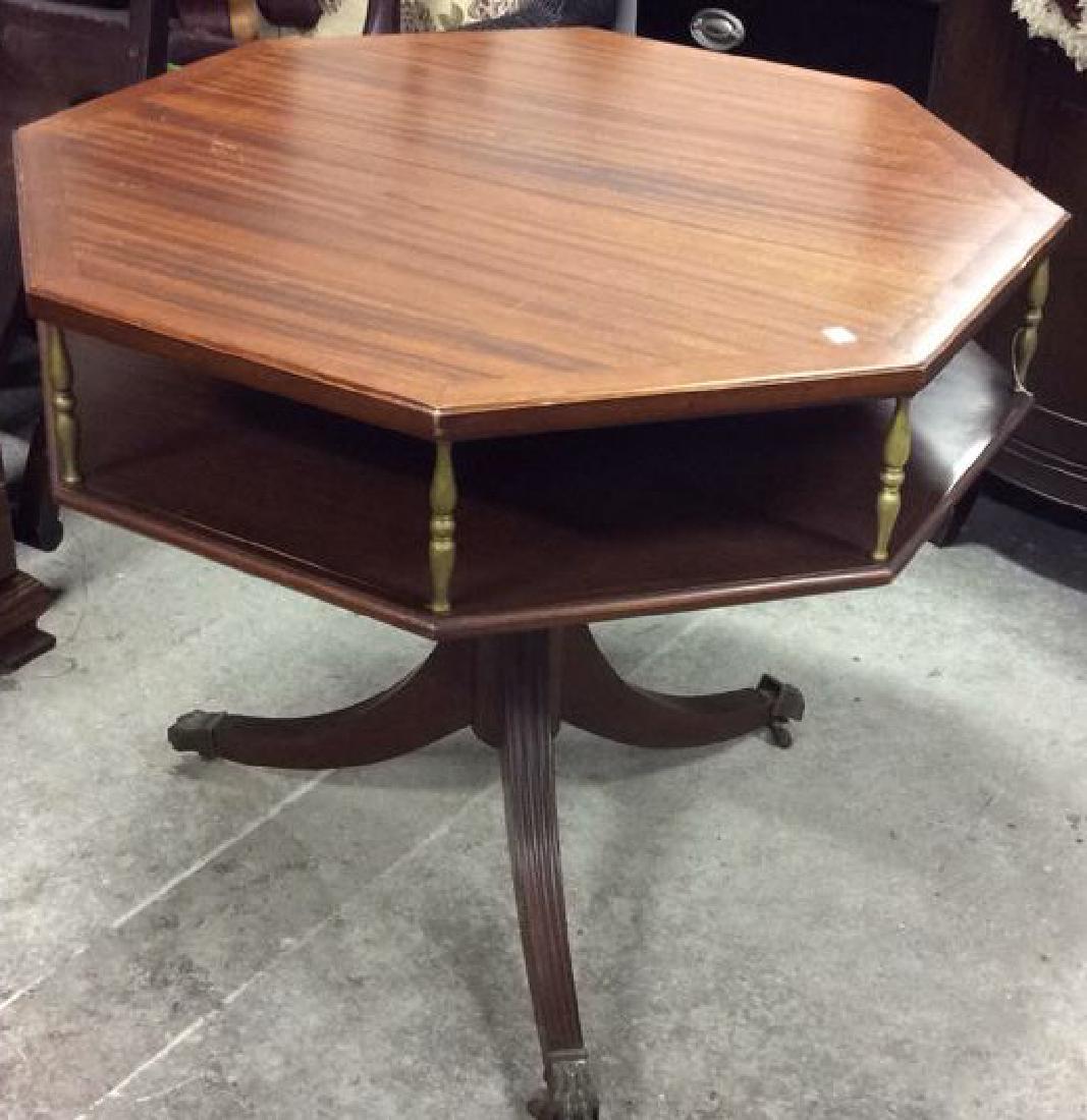 Vintage Mahogany Brass Galleried Pedestal Center Table (1 of 10)