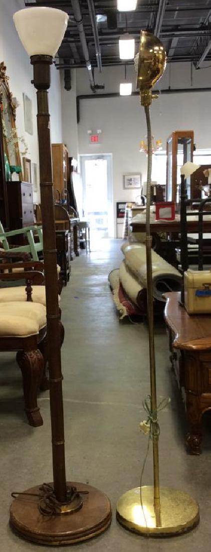 2 Vintage Floor Lamps, wood Brass Chrome Wood floor (1 of 8)