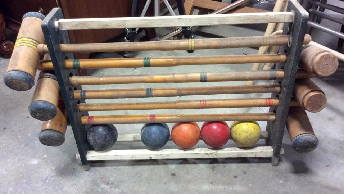 Vintage Wood Croquet Set Set includes Stand, six (1 of 6)
