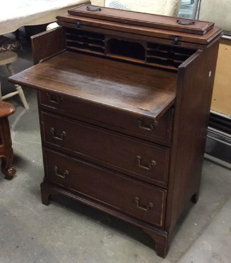 Vintage Secretary topped 3 Drawer Dresser Night table, (1 of 10)