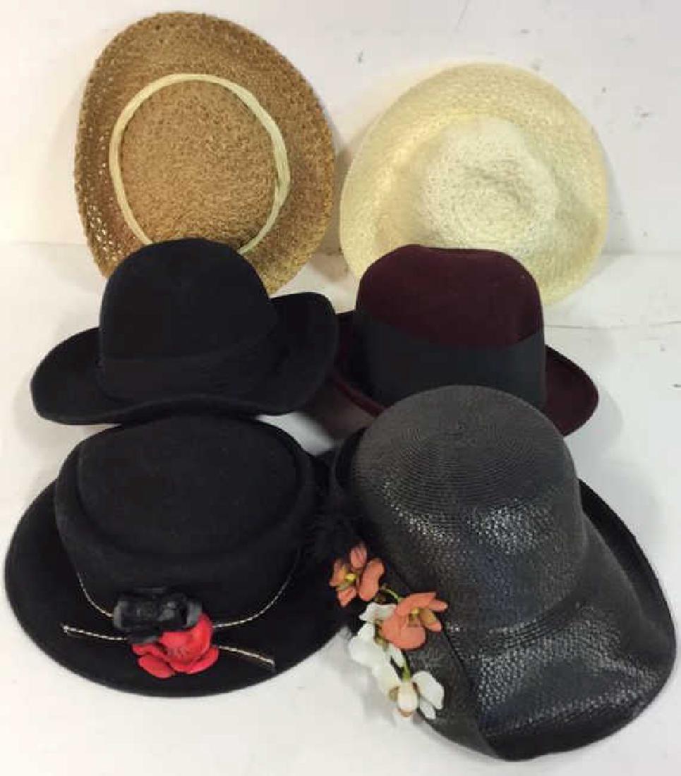 6 Assorted Ladies Hats Assortment of six wool and straw (1 of 10)