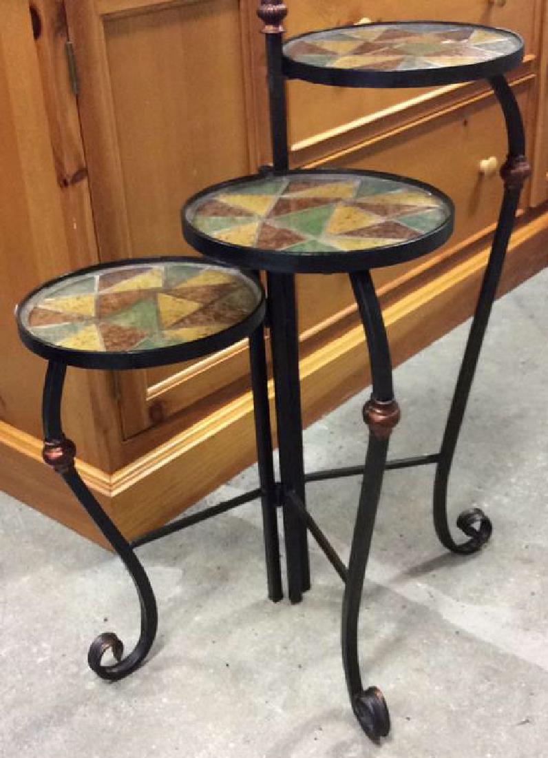 3 Tier Metal Glass Mosaic Plant Stand Plant Stand or (1 of 8)