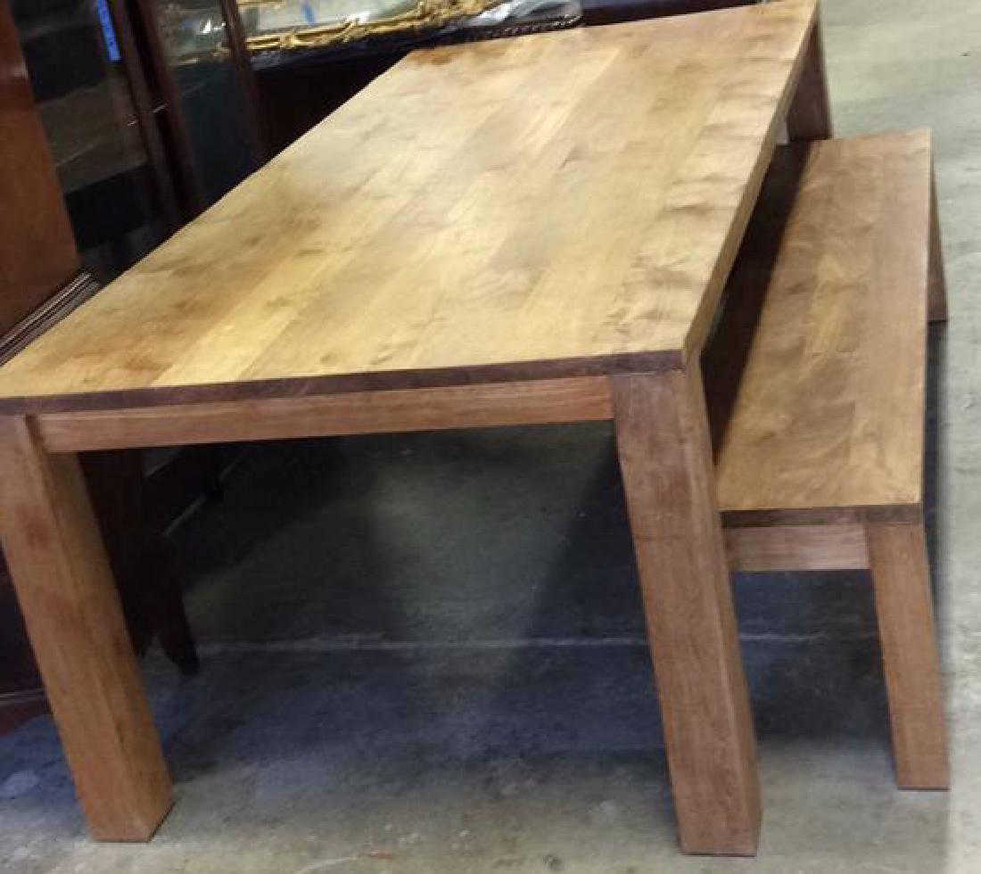 Like New Hearty Butcher Block Dining Table and Bench (1 of 9)