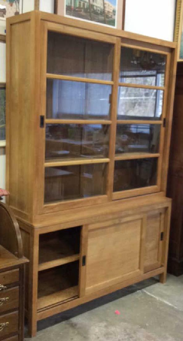 Natural )Modern Wood Glass Cabinet Natural Matte (1 of 10)