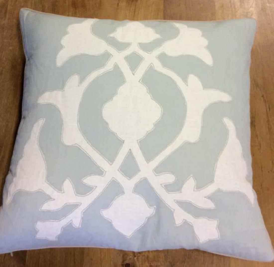 Aqua Linen Throw Pillow Measures 16 inches square (1 of 5)