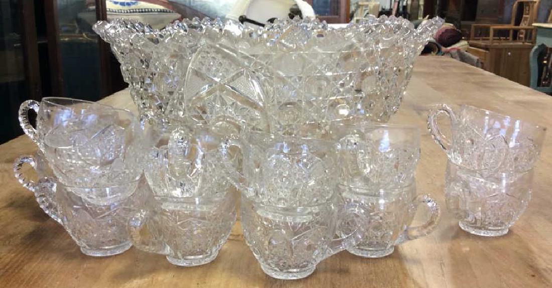 Vintage Cut Glass Punch Bowl Set Large cut glass punch (1 of 9)