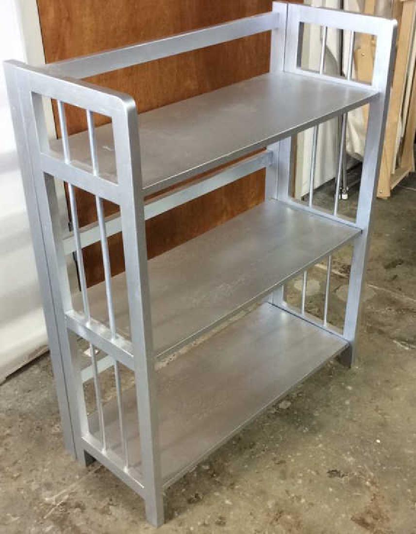 Silver Painted Folding Book Shelf Silver Painted book (1 of 7)