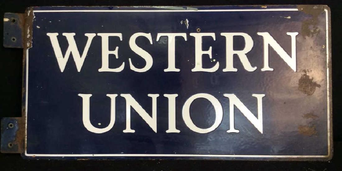 Circa 1950 Metal Western Union Sign Rescued from an (1 of 9)