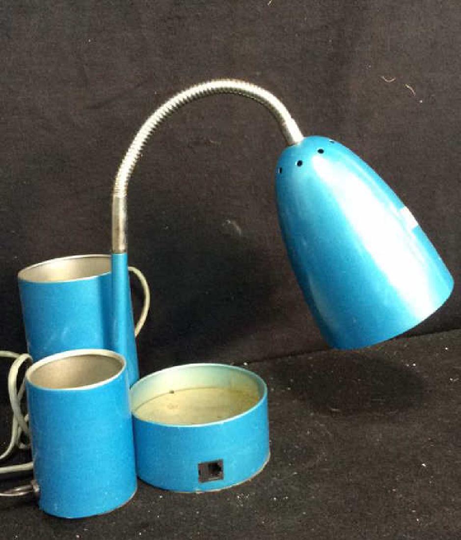 Vintage Blue Enamel Desk Lamp Goose neck domed glazed (1 of 7)