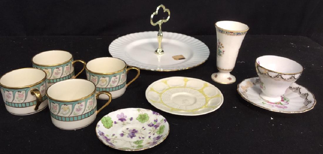 Group Lot Assorted China Assortment of china includes: Assortment of china includes Royal Doulton bone china Val D'Or petit fours plate, 4 Lenox Grand Tier Collection Boheme coffee cups; 1 Royal Crown cup and saucer numbered 55/897; 1 Belleek Ireland sauc