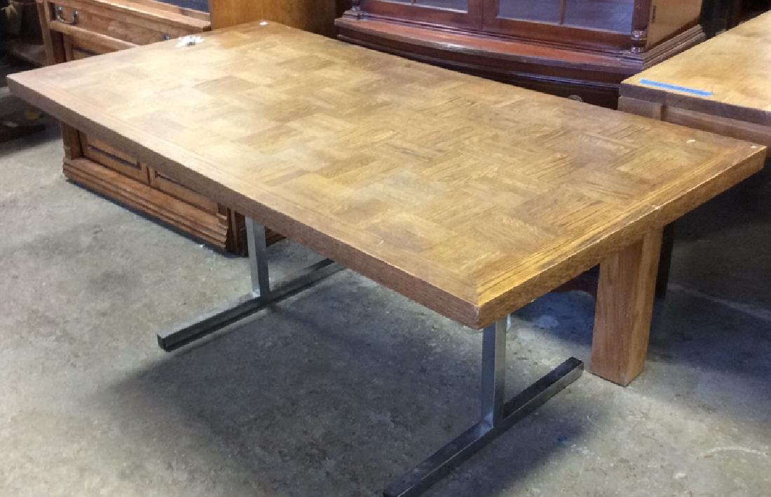 Vintage Chrome Parquet wood Dining Table Vintage dining (1 of 7)