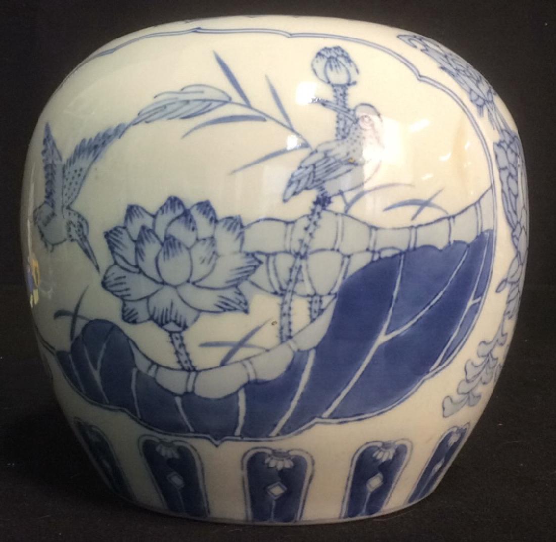Asian Style Ginger Jar Vase Blue on white ginger Jar (1 of 6)