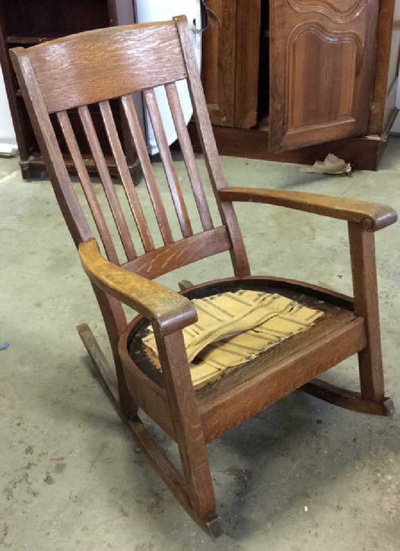 Mission Oak Rocking Chair Possibly antique, oak rocking (1 of 8)